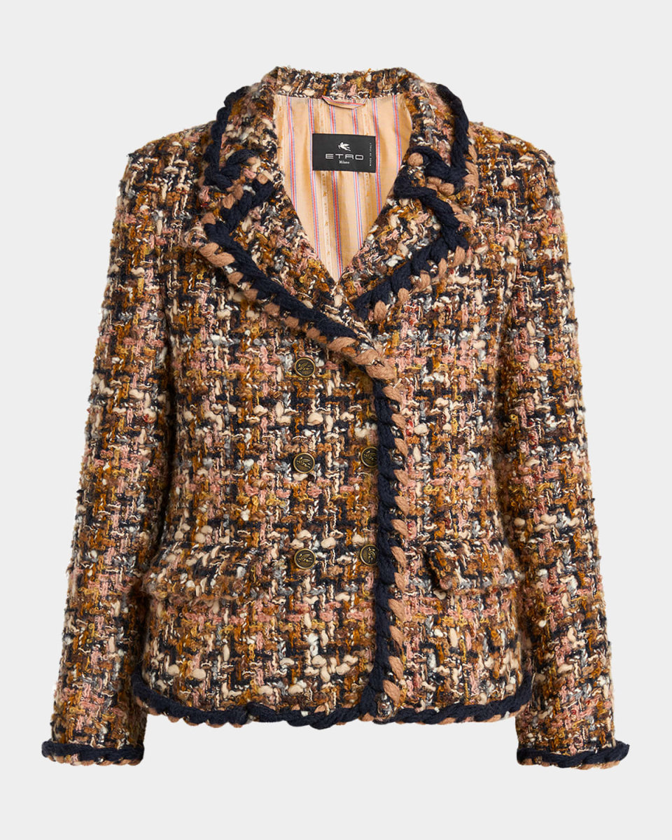 Metallic Tweed Double-Breasted Jacket
